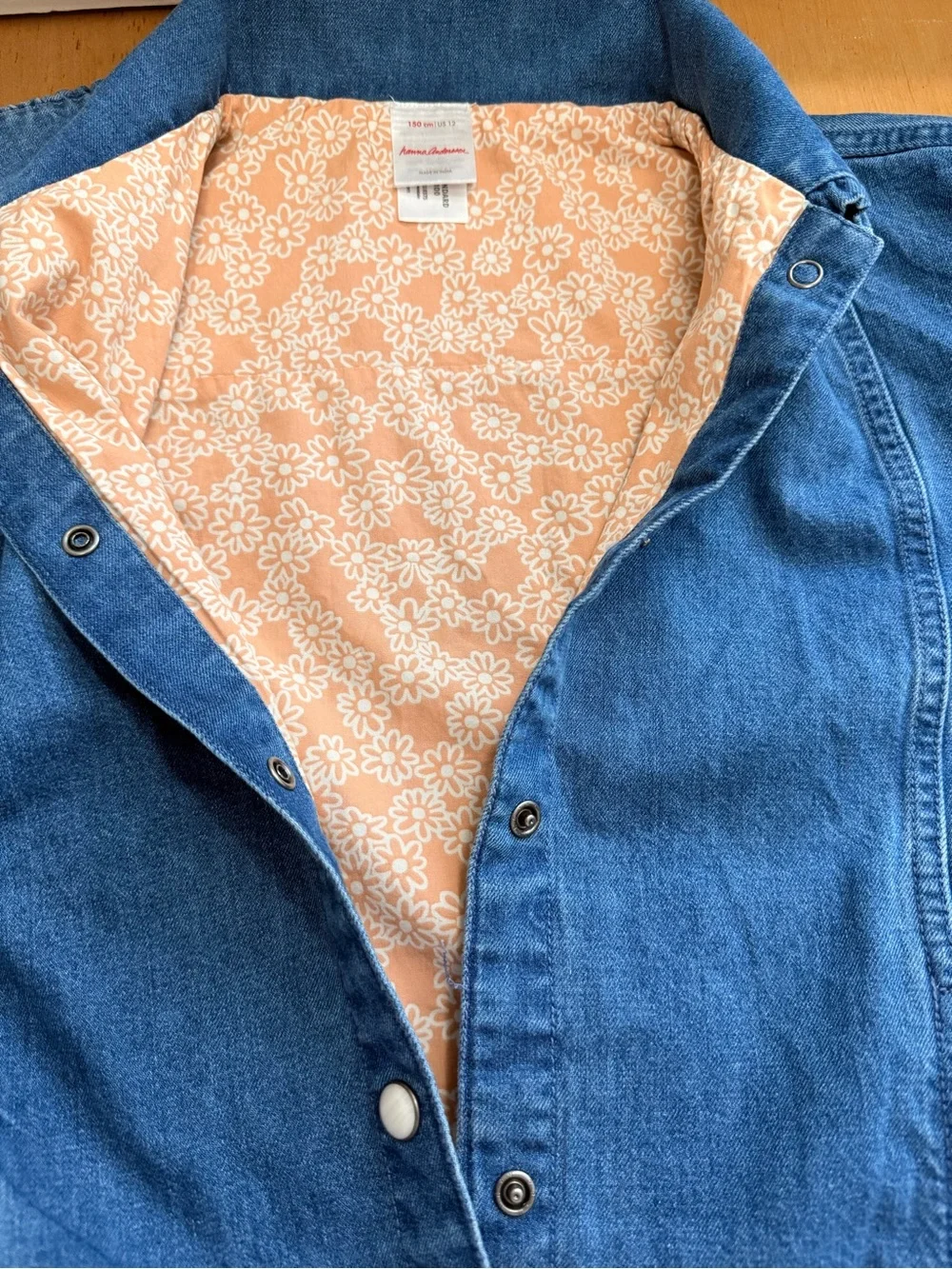 Hanna Anderson, Ruffle Collar Denim Jacket, sz 12